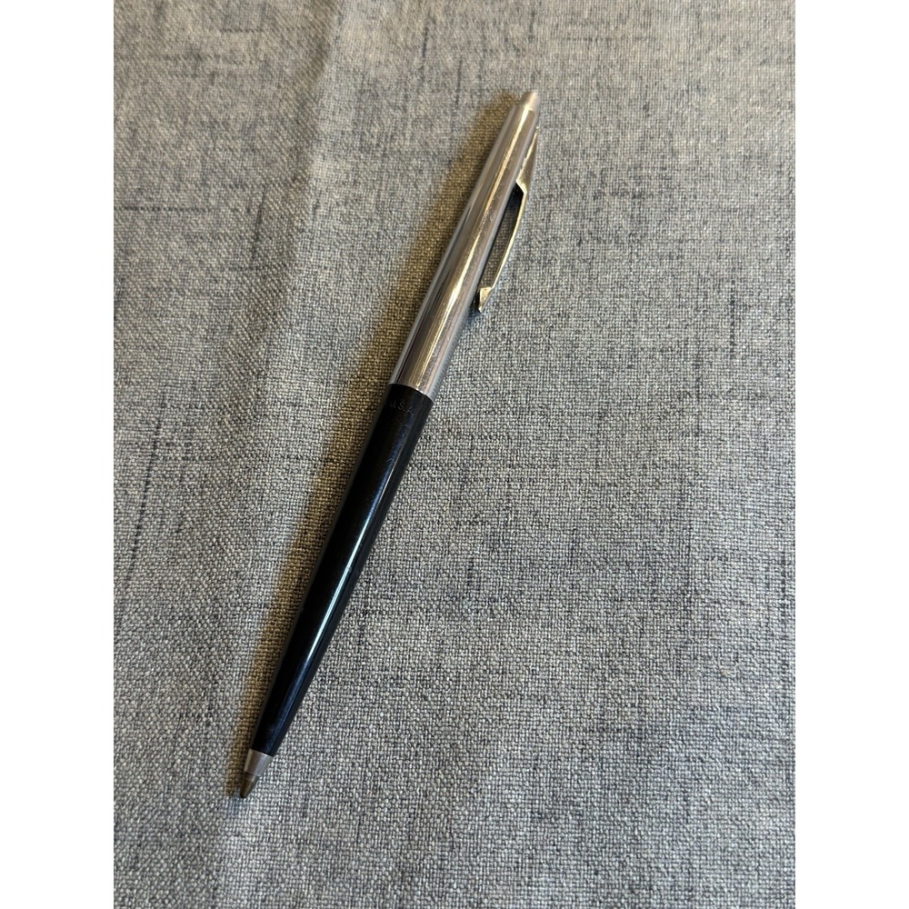Vintage Sheaffer Ballpoint Pen – Black & Chrome – Classic Office Decor Dry Ink